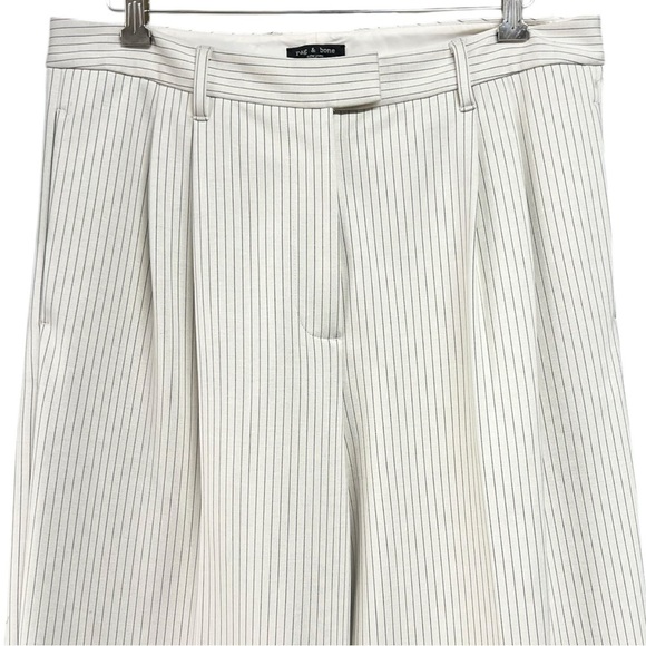 🌻NEW rag & bone Marianne Ivory Black Pinstripe Ponte Pants | Size Large - Picture 5 of 12